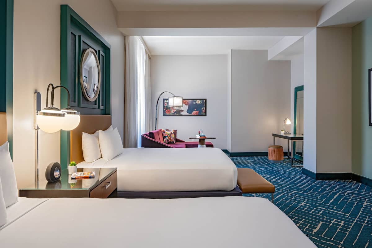 suite, 2 queen beds (petite) | premium bedding, in-room safe, iron/ironing board, free wifi