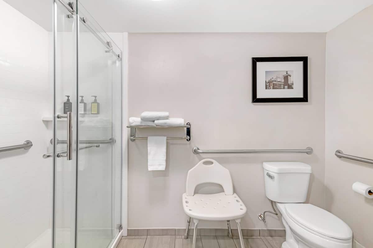 room, 1 king bed, transfer shower, non smoking | in-room safe, desk, iron/ironing board, free cots/infant beds