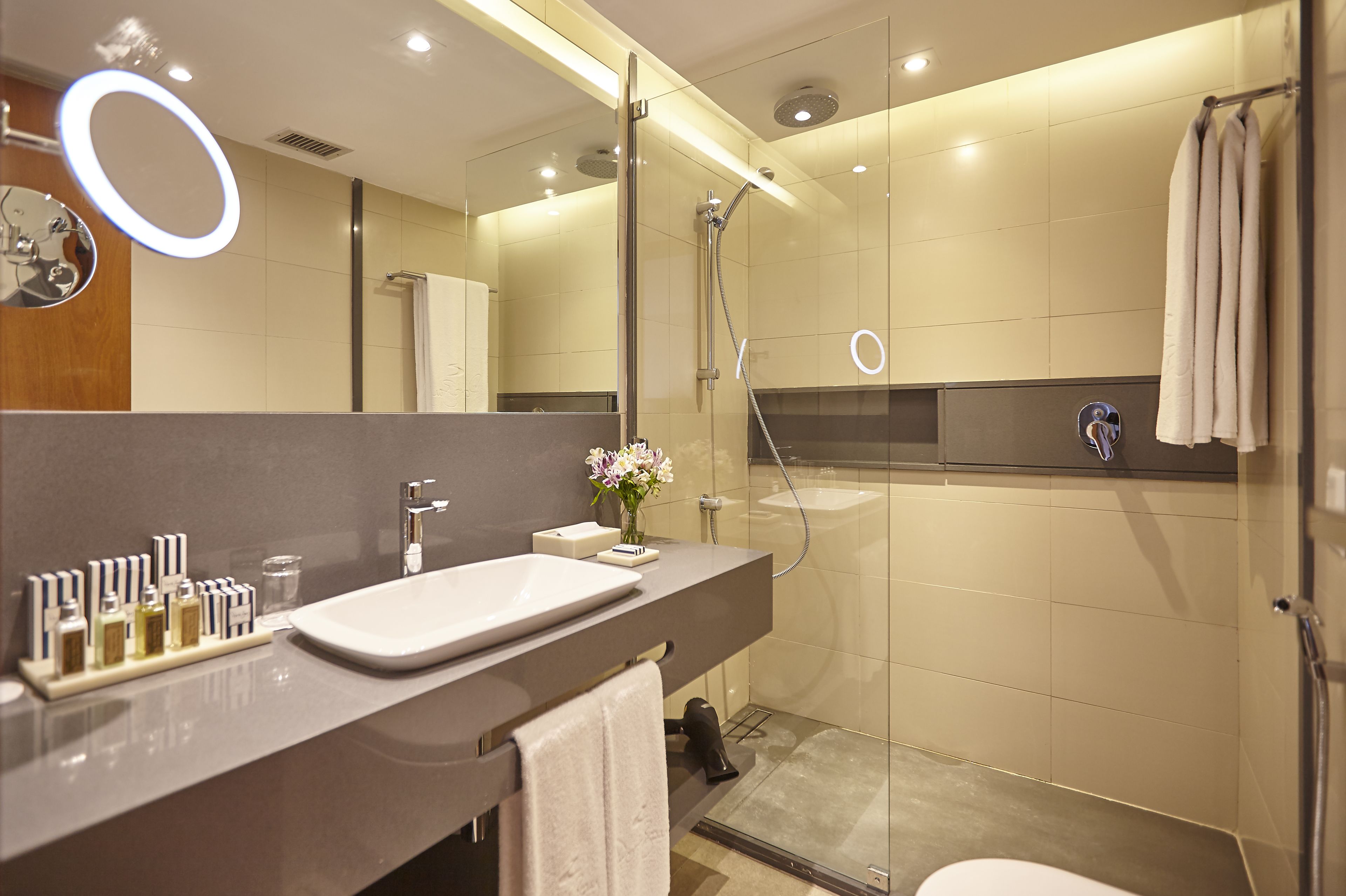 free toiletries, hair dryer, bathrobes, slippers