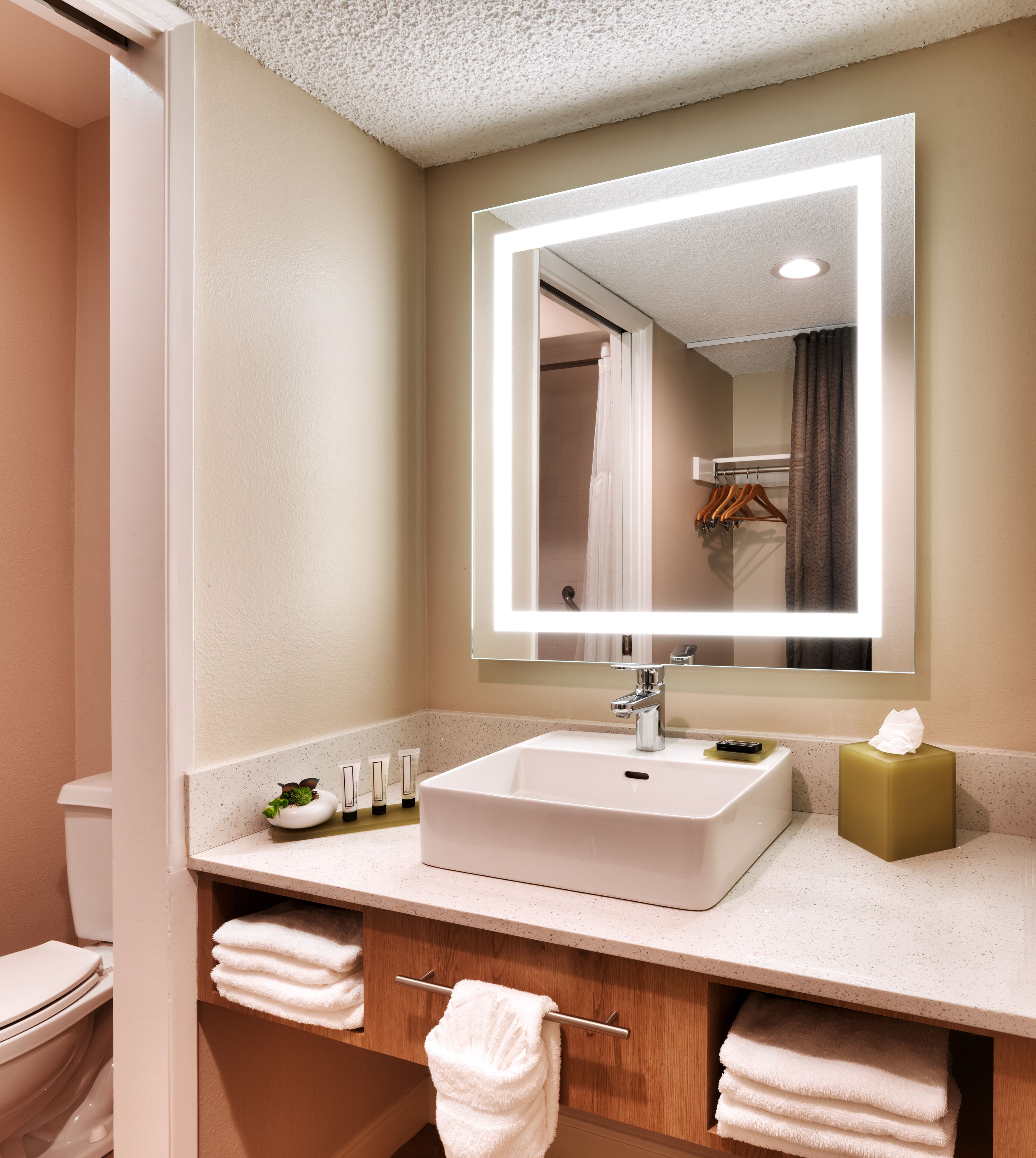 free toiletries, hair dryer, towels