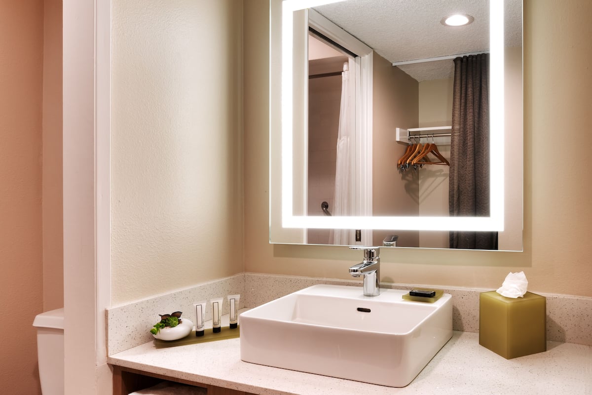 free toiletries, hair dryer, towels