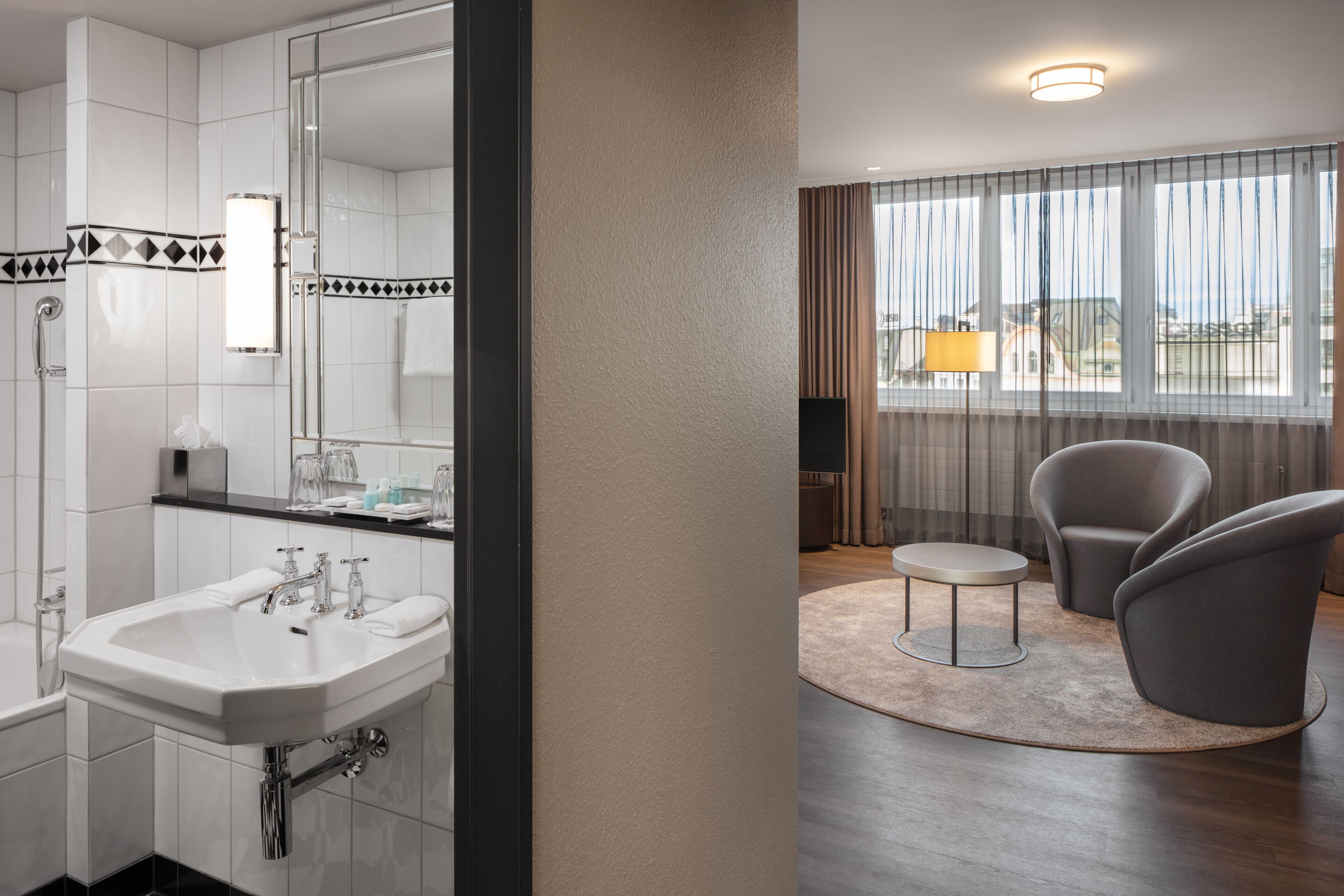 free toiletries, hair dryer, towels