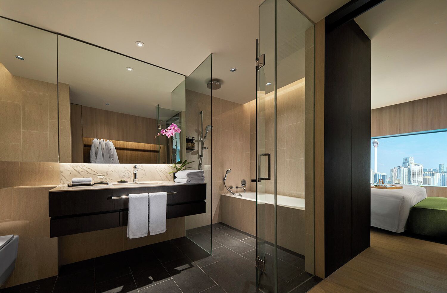 signature suite | bathroom | free toiletries, hair dryer, bathrobes, bidet