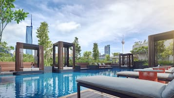 Outdoor pool, pool loungers