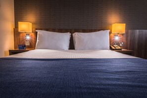 In-room safe, desk, laptop workspace, blackout curtains