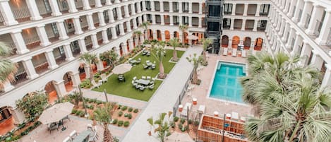 Outdoor pool, sun loungers