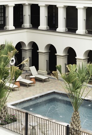 Outdoor pool, pool loungers