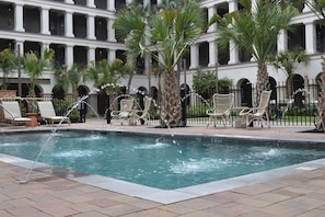 Outdoor pool, pool loungers