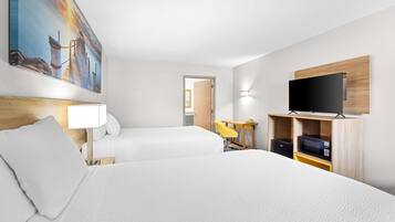 Room, 2 Double Beds, Accessible, Non Smoking (Mobility, Roll-In Shower) | Individually furnished, desk, iron/ironing board, rollaway beds