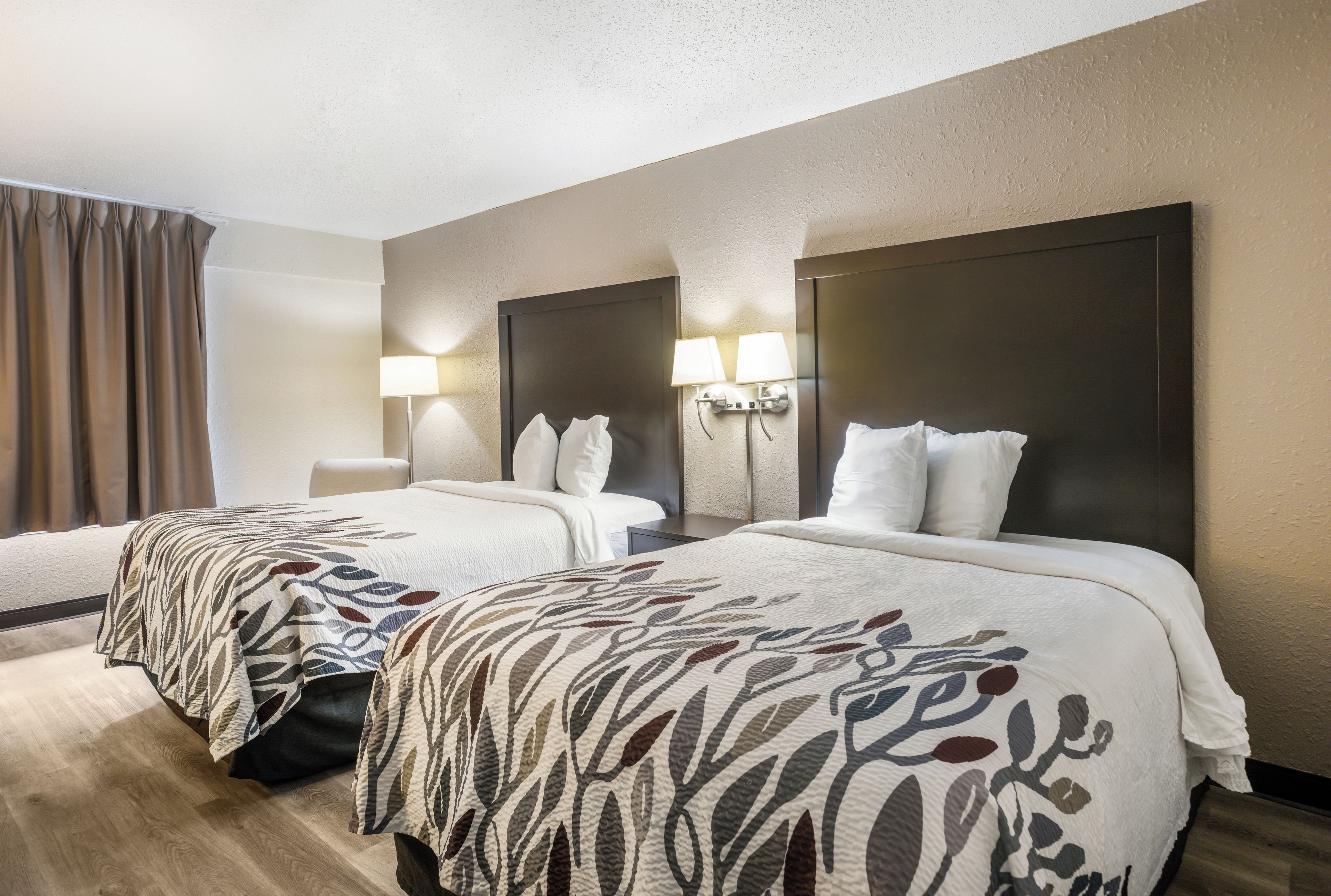 Deluxe Room, 2 Double Beds, Non Smoking | Desk, laptop workspace, blackout drapes, iron/ironing board