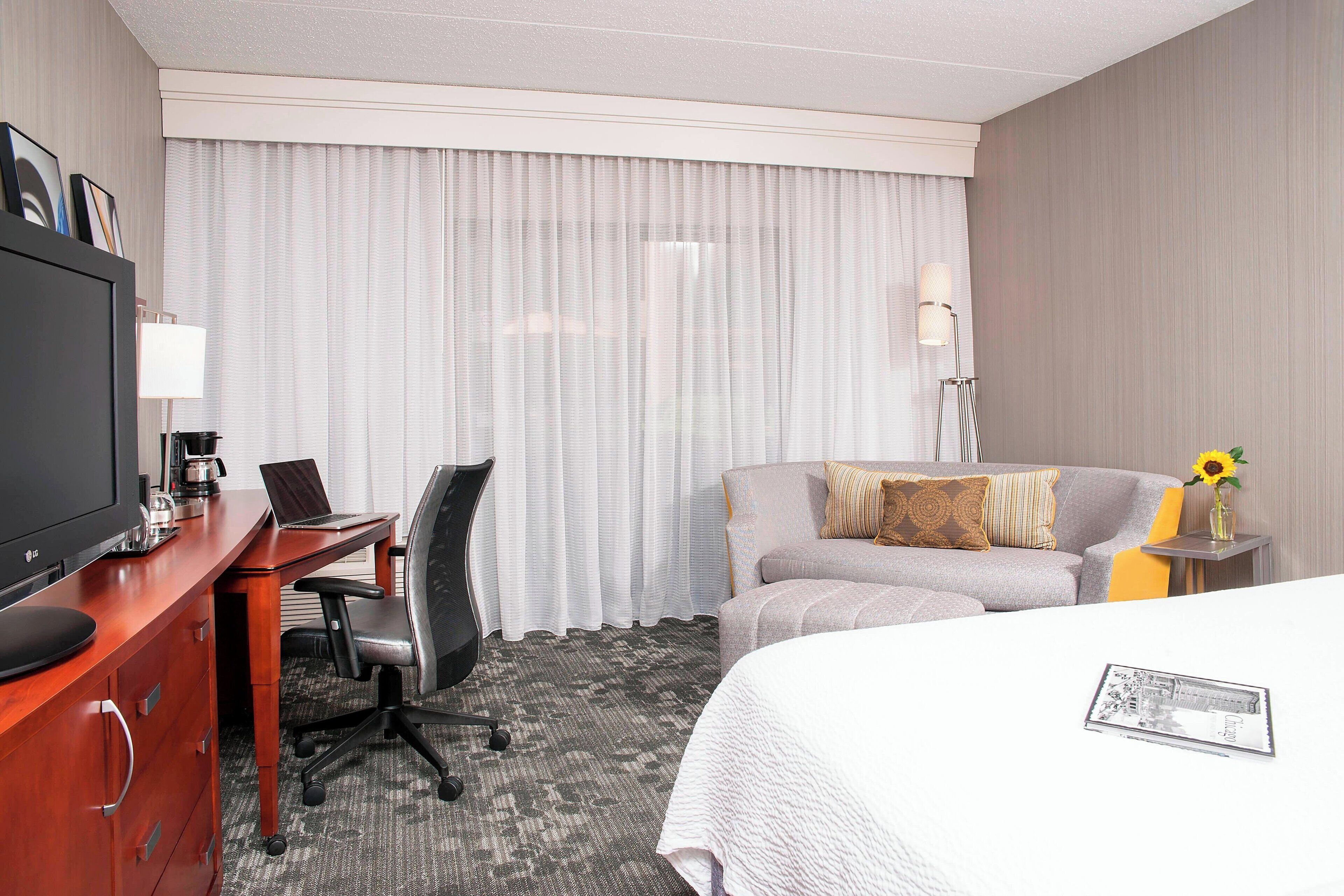 desk, blackout curtains, iron/ironing board, free cots/infant beds