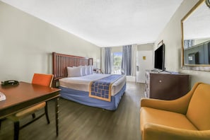 Premium bedding, desk, blackout curtains, iron/ironing board
