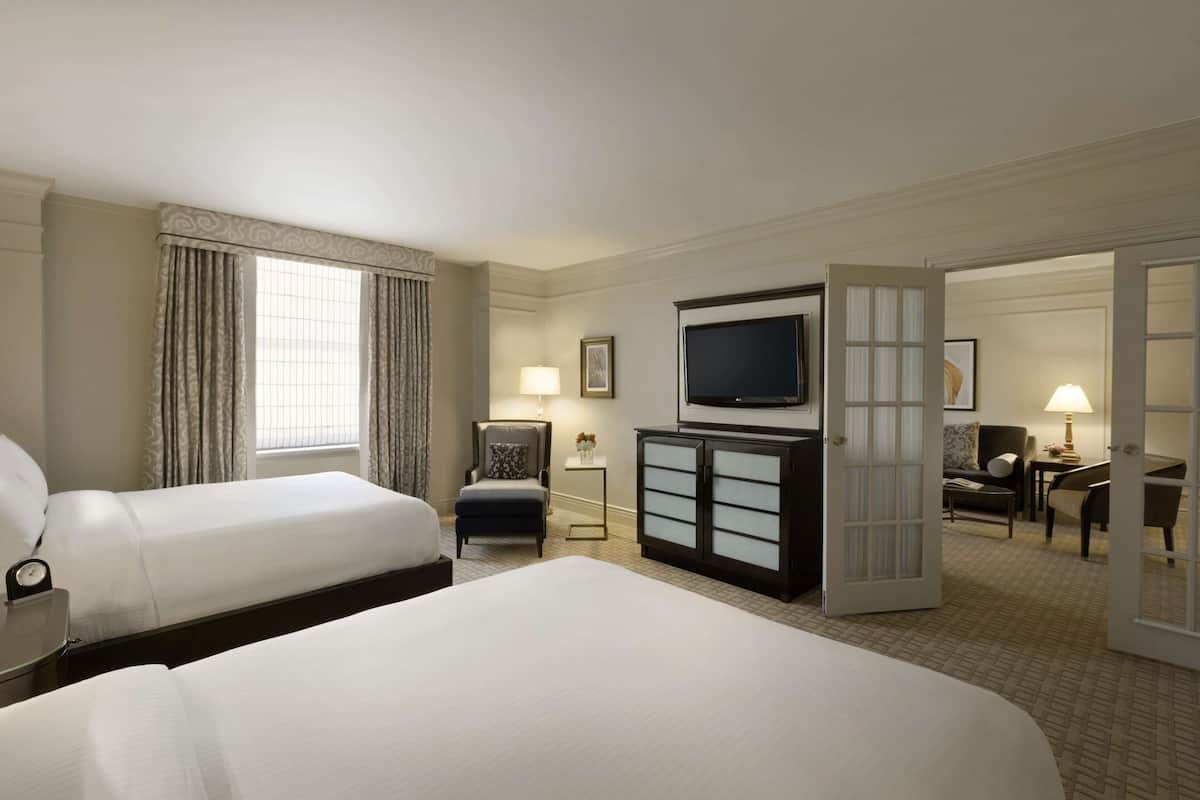 One Bedroom Suite, 2 Queen Beds with Sofa bed | Premium bedding, down comforters, minibar, in-room safe