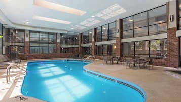 Indoor pool, seasonal outdoor pool, pool umbrellas, sun loungers