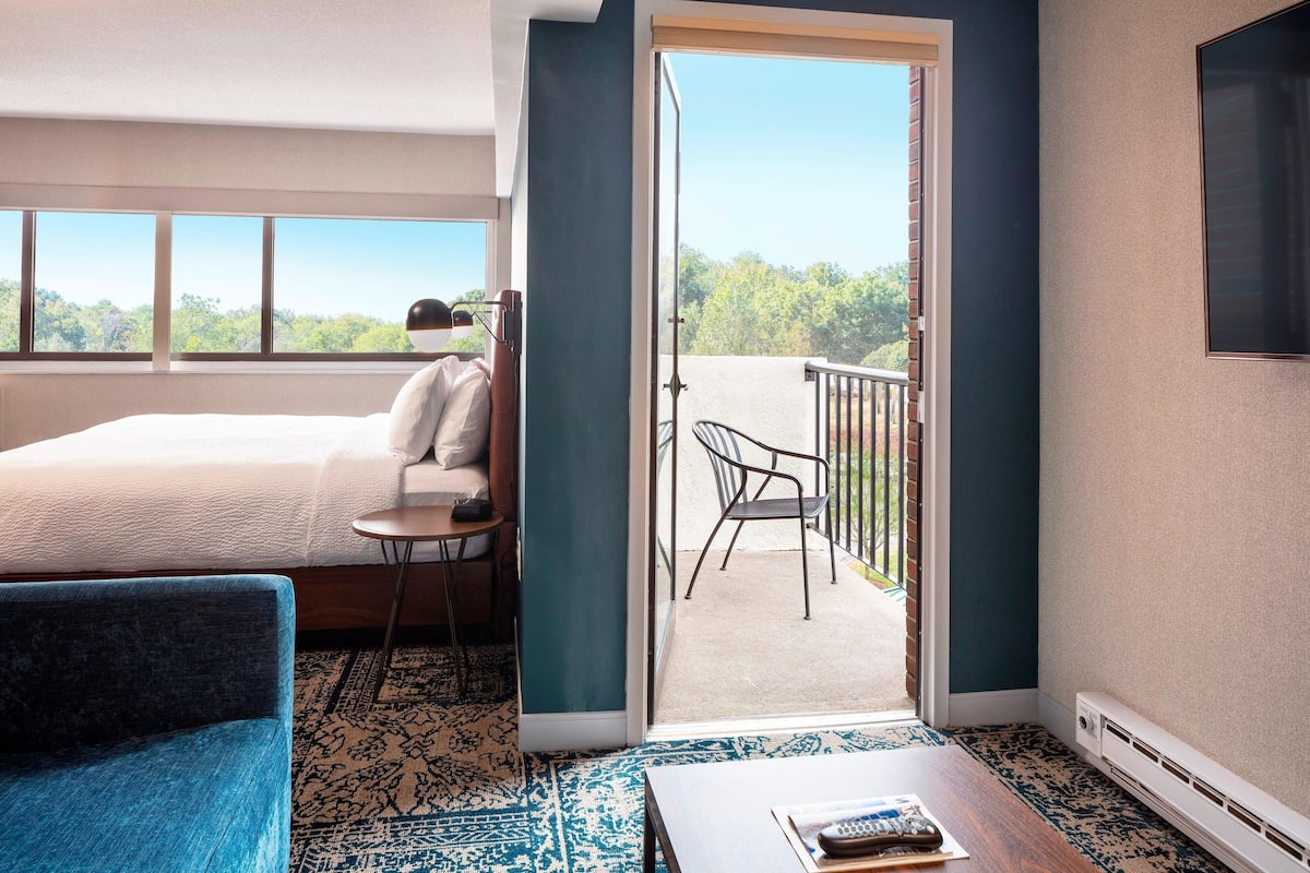 deluxe room, 1 king bed with sofa bed (balcony) | hypo-allergenic bedding, down duvets, in-room safe, desk