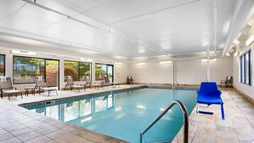 Indoor pool, outdoor pool, open 8 AM to 11 PM, sun loungers