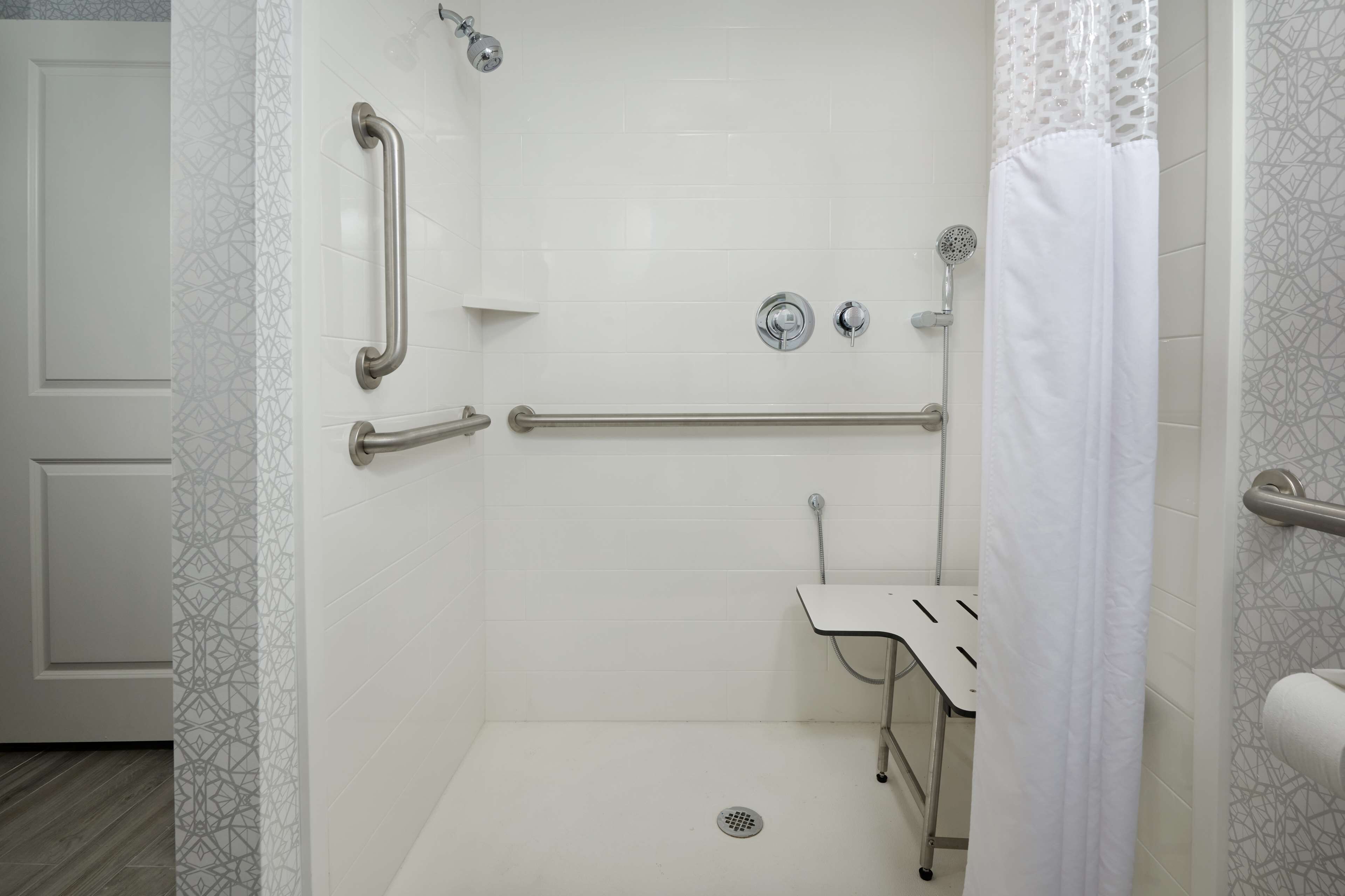 room, 1 king bed, accessible, non smoking (mobility & hearing, roll-in shower) | bathroom shower