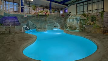 Indoor pool, 2 outdoor pools, open 9:00 AM to 11:00 PM, sun loungers