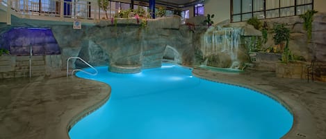 Indoor pool, 2 outdoor pools, open 9:00 AM to 11:00 PM, pool loungers