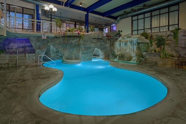 Indoor pool, 2 outdoor pools, open 9:00 AM to 11:00 PM, pool loungers