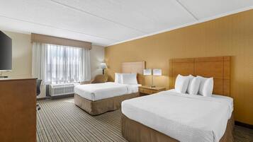 Deluxe Room, 2 Double Beds, Non Smoking, Refrigerator & Microwave | Desk, laptop workspace, iron/ironing board, free cribs/infant beds