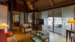Room, 1 King Bed, Beach View, Overwater (Private Pool) | Living area | 32-inch LCD TV with cable channels, TV, table tennis