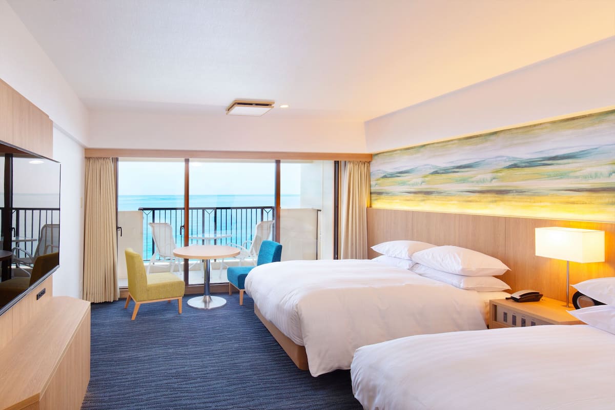 Kamar Twin Superior, 2 Tempat Tidur Double, Bebas Asap Rokok, pemandangan samudra (9th floor) | Seprai premium, brankas, tirai kedap cahaya, dan Wi-Fi gratis