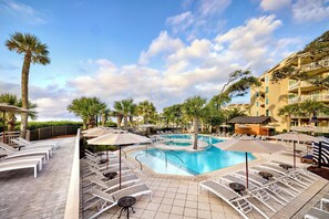 3 outdoor pools, open 8:00 AM to 10:00 PM, cabanas (surcharge)
