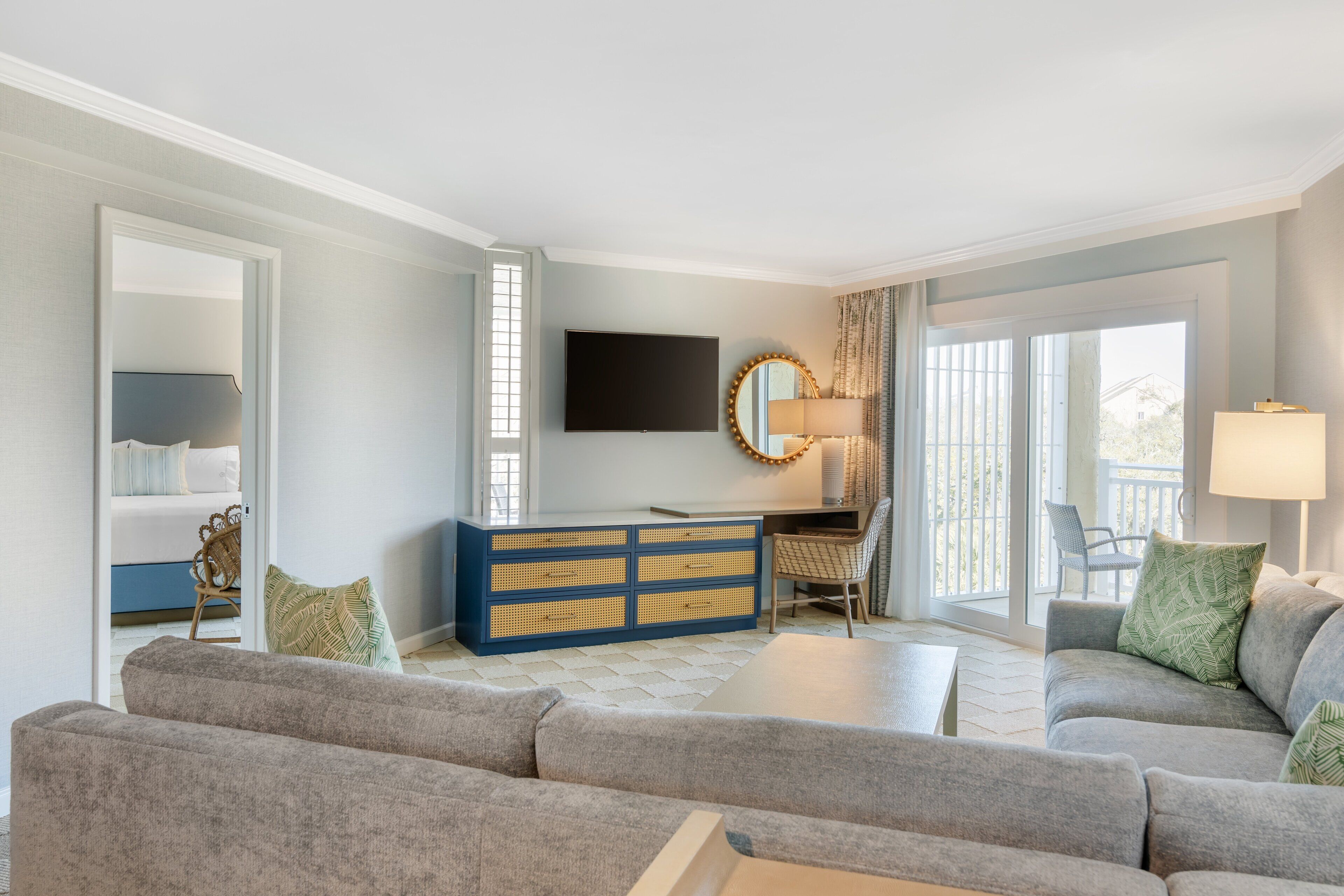 49-inch flat-screen tv with cable channels, smart tv, pay films