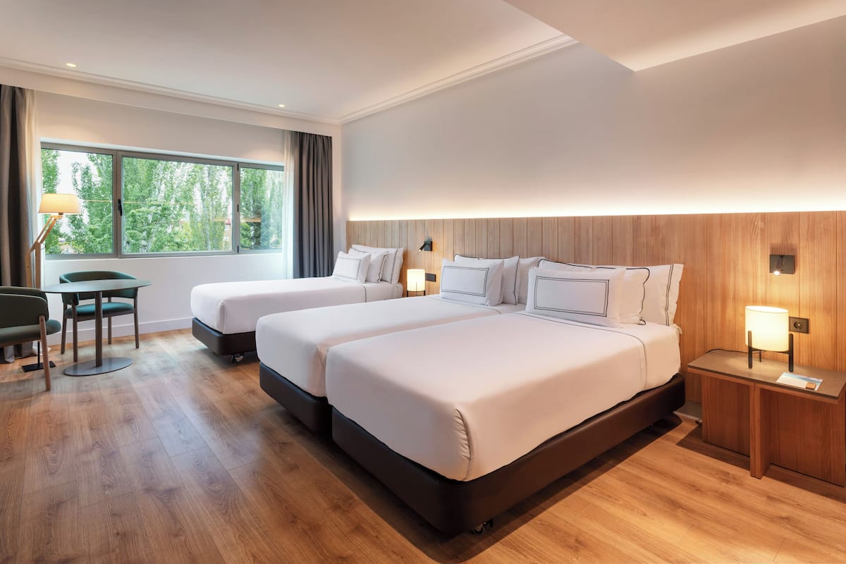 Tremannsrom | Safe på rommet, blendingsgardiner, lydisolert og strykejern/-brett