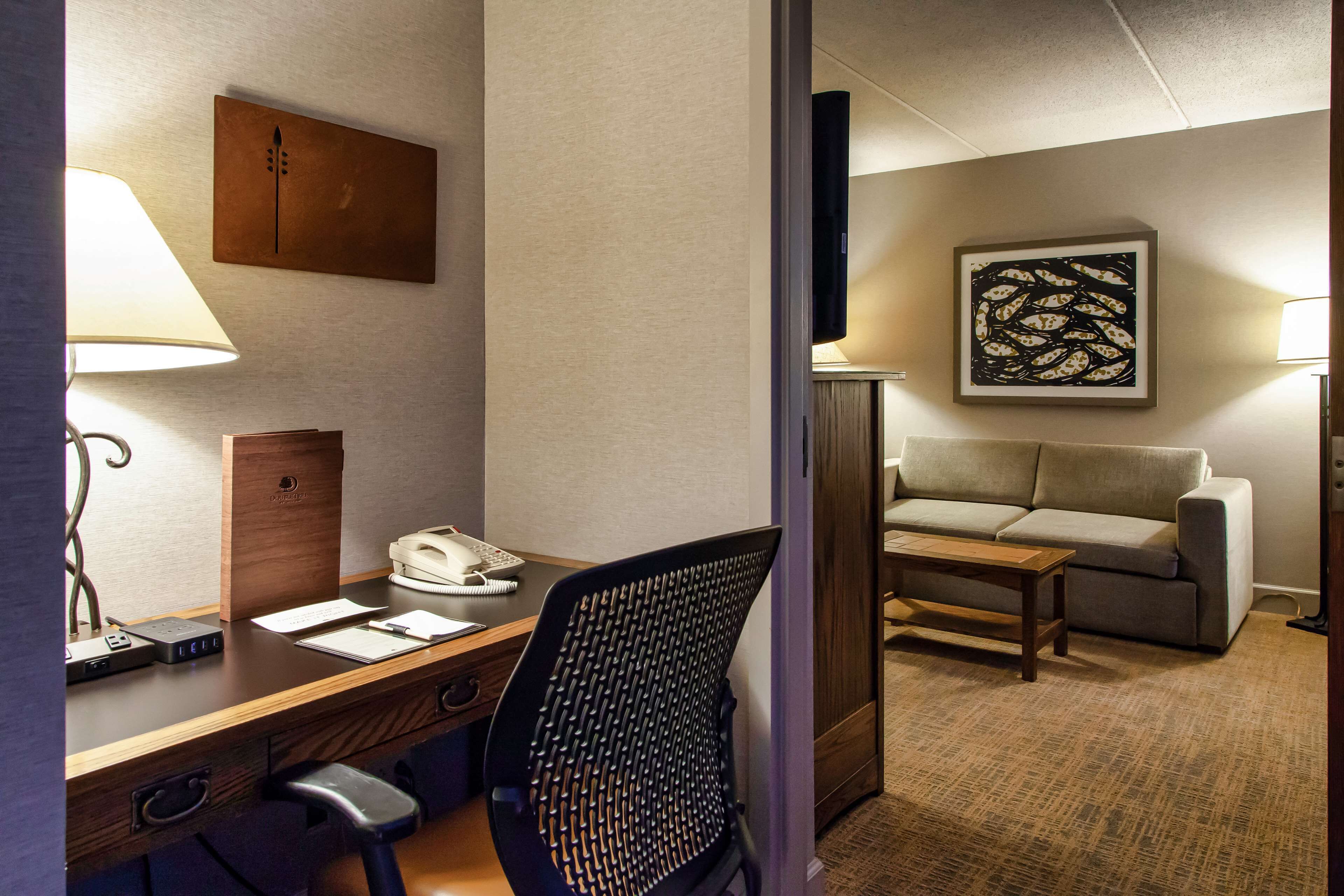 king two room suite | in-room safe, desk, laptop workspace, blackout curtains