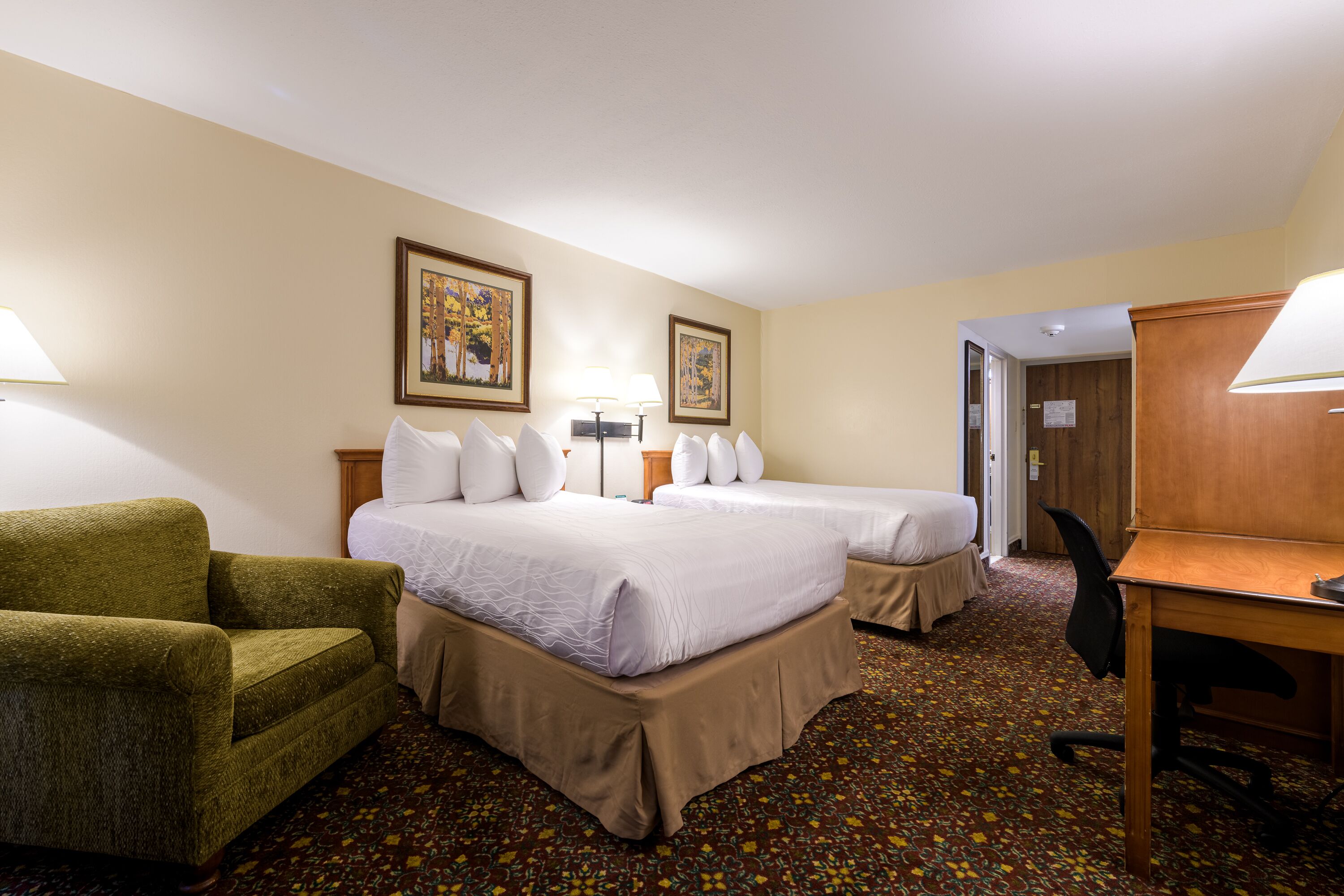 standard room, 2 double beds | pillow-top beds, in-room safe, desk, blackout curtains