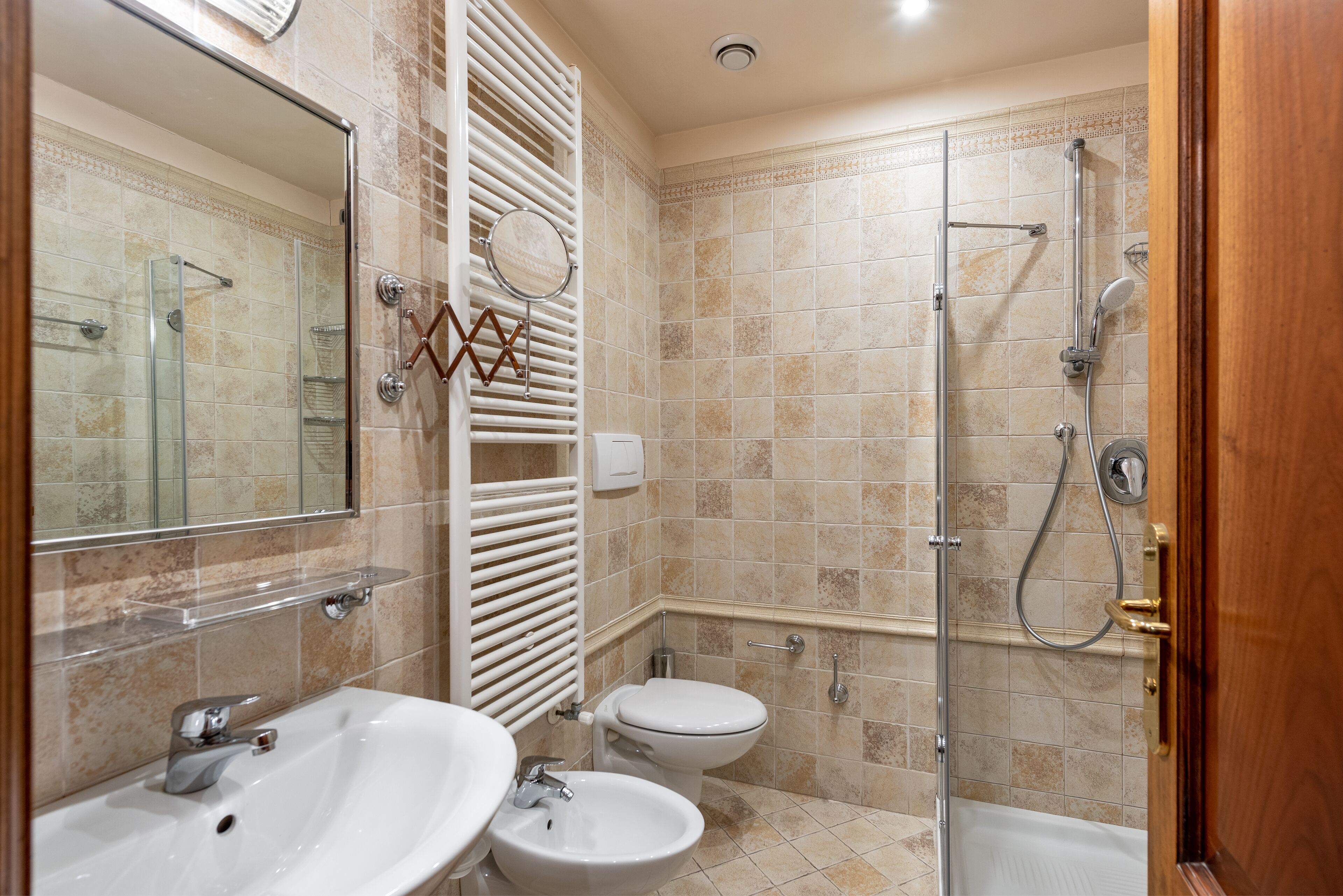 free toiletries, hair dryer, bidet, towels