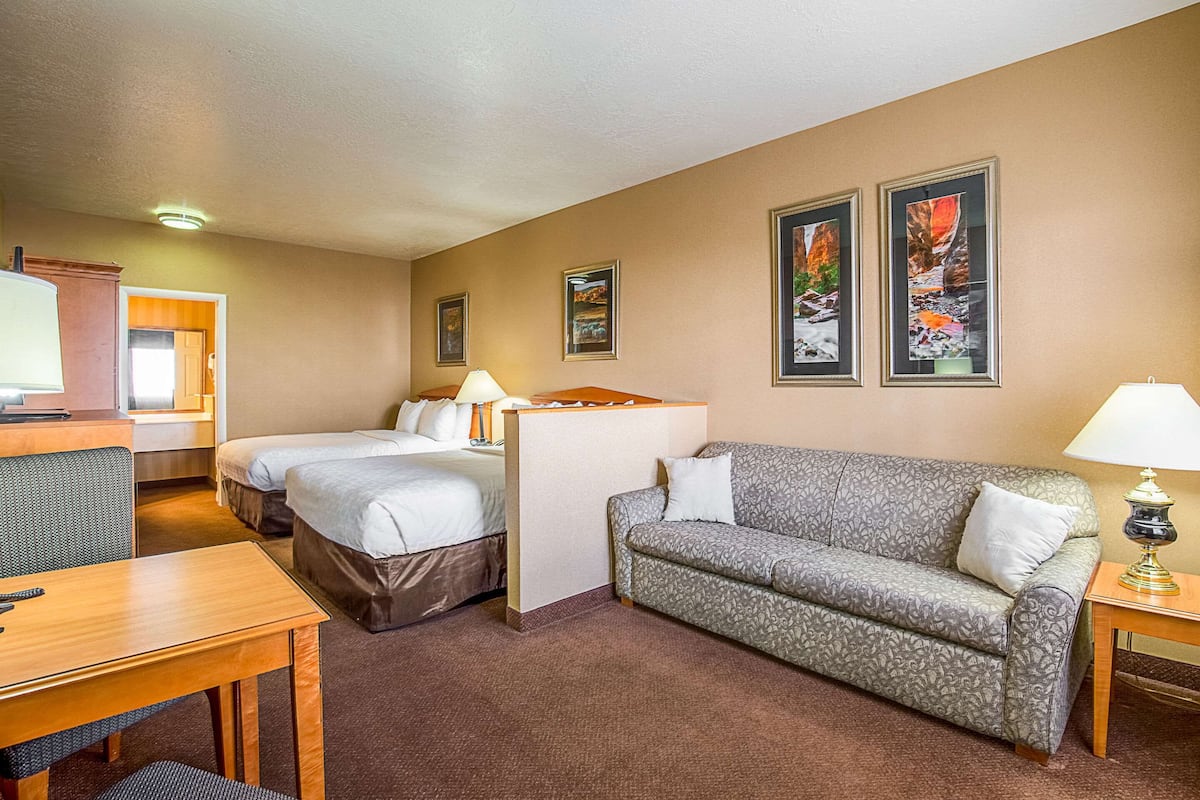 2 Queens and Sofa Sleeper, Non-Smoking | Premium bedding, down duvets, desk, blackout curtains