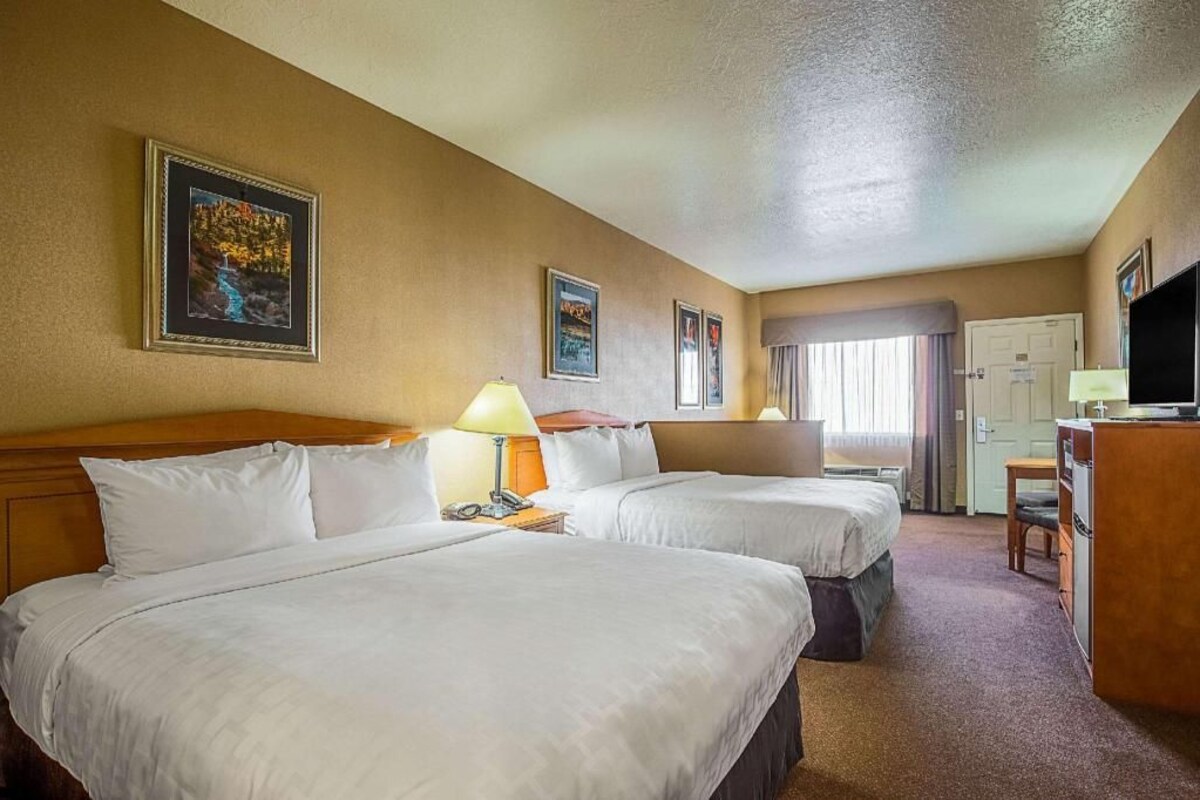 Premium bedding, down comforters, desk, blackout drapes