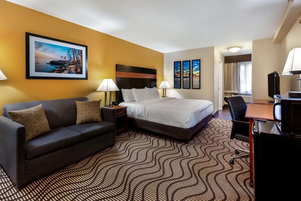 Premium bedding, pillowtop beds, desk, iron/ironing board