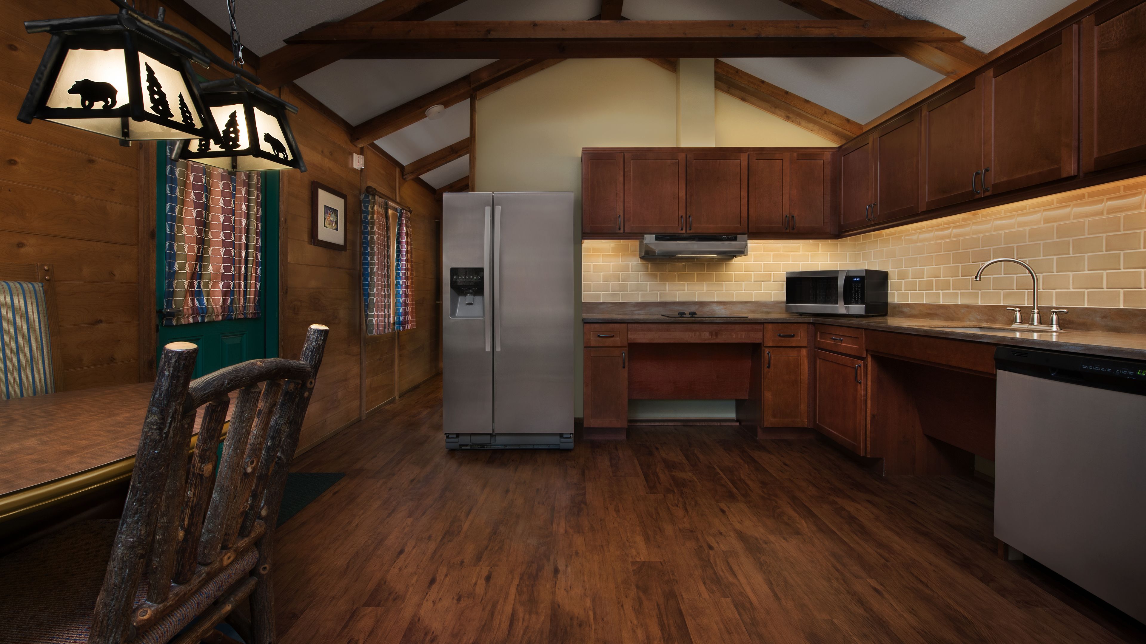room (wilderness) | private kitchen | full-sized fridge, microwave, stovetop, dishwasher