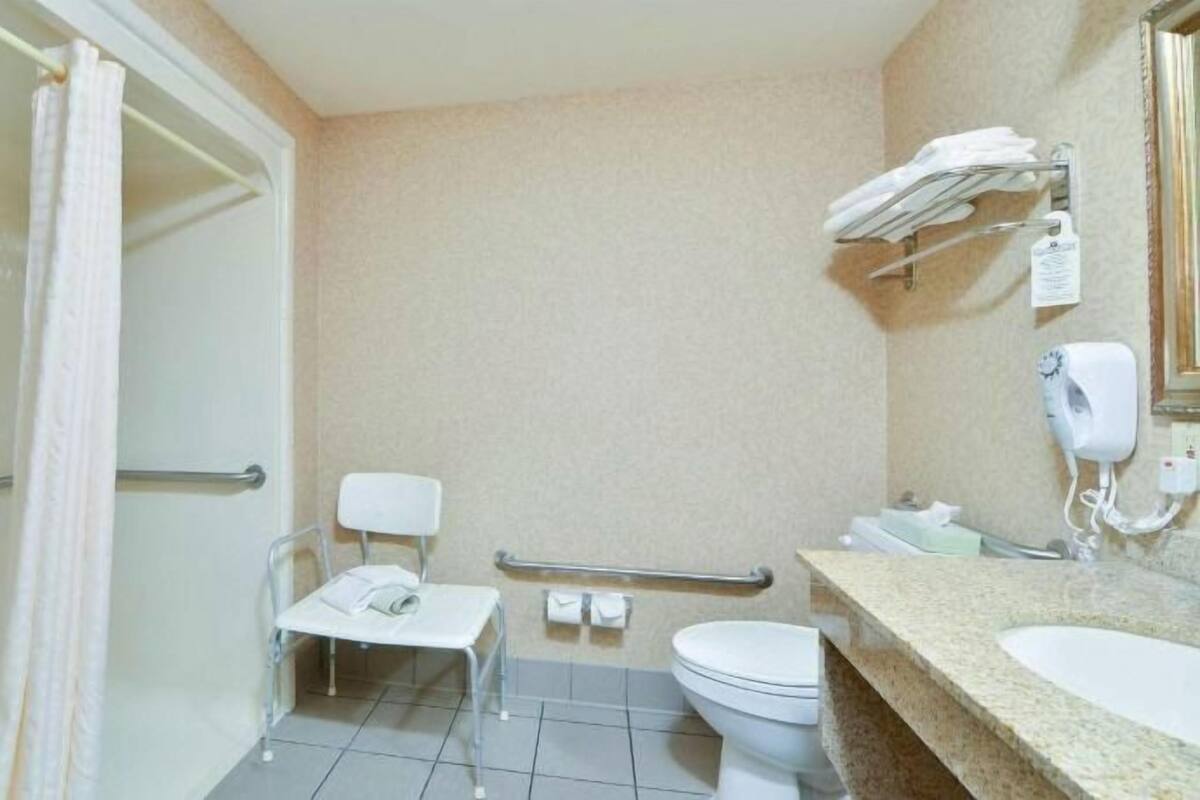 Bathroom | Combined shower/tub, free toiletries, hair dryer, towels