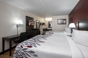Deluxe Room, 2 Double Beds, Non Smoking | Desk, laptop workspace, blackout drapes, iron/ironing board