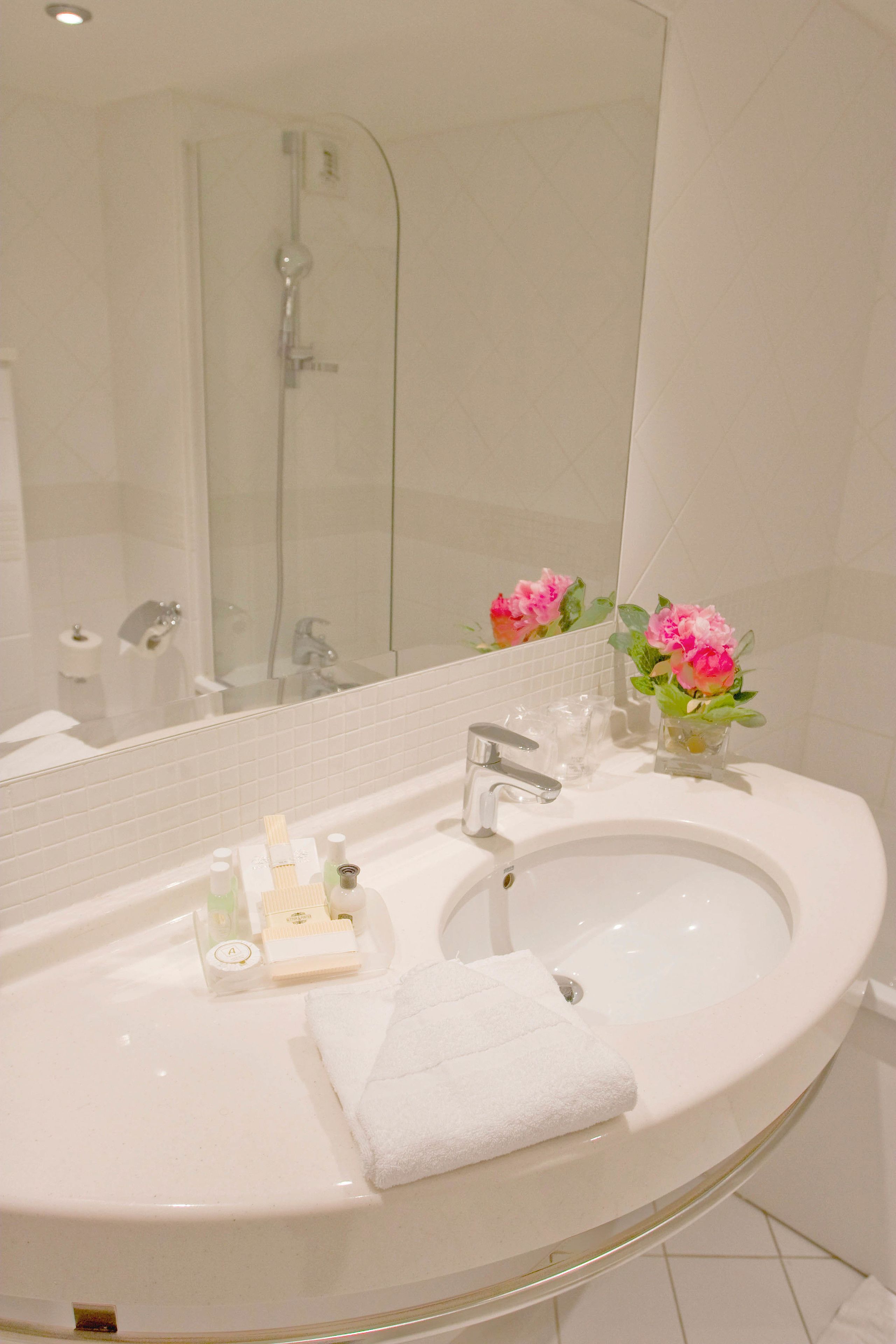 free toiletries, hair dryer, towels