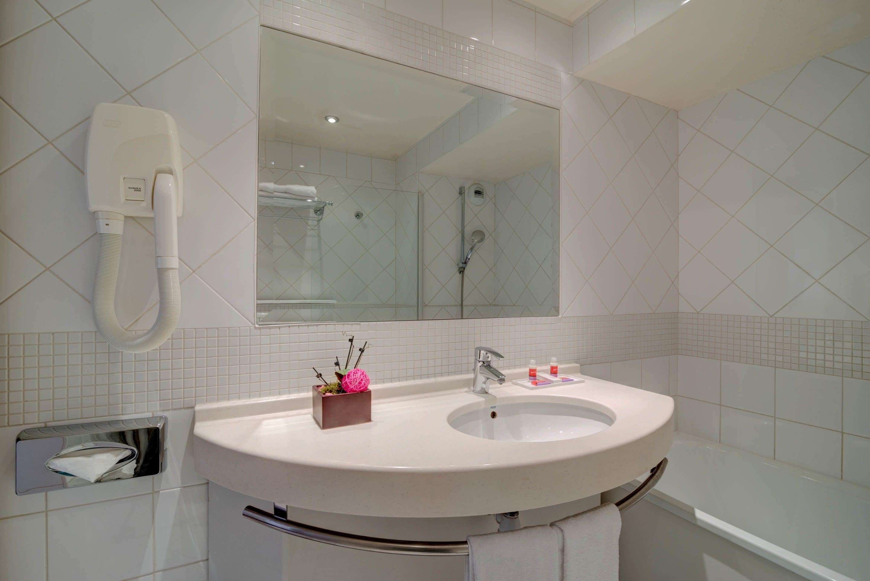 free toiletries, hair dryer, towels