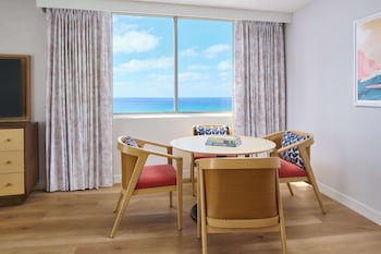 Hypo-allergenic bedding, in-room safe, desk, blackout drapes at OUTRIGGER Waikiki Paradise Hotel
