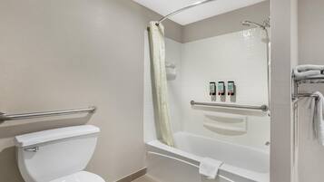 Standard Room, 1 King Bed, Accessible, Refrigerator & Microwave | Bathroom | Free toiletries, hair dryer, towels