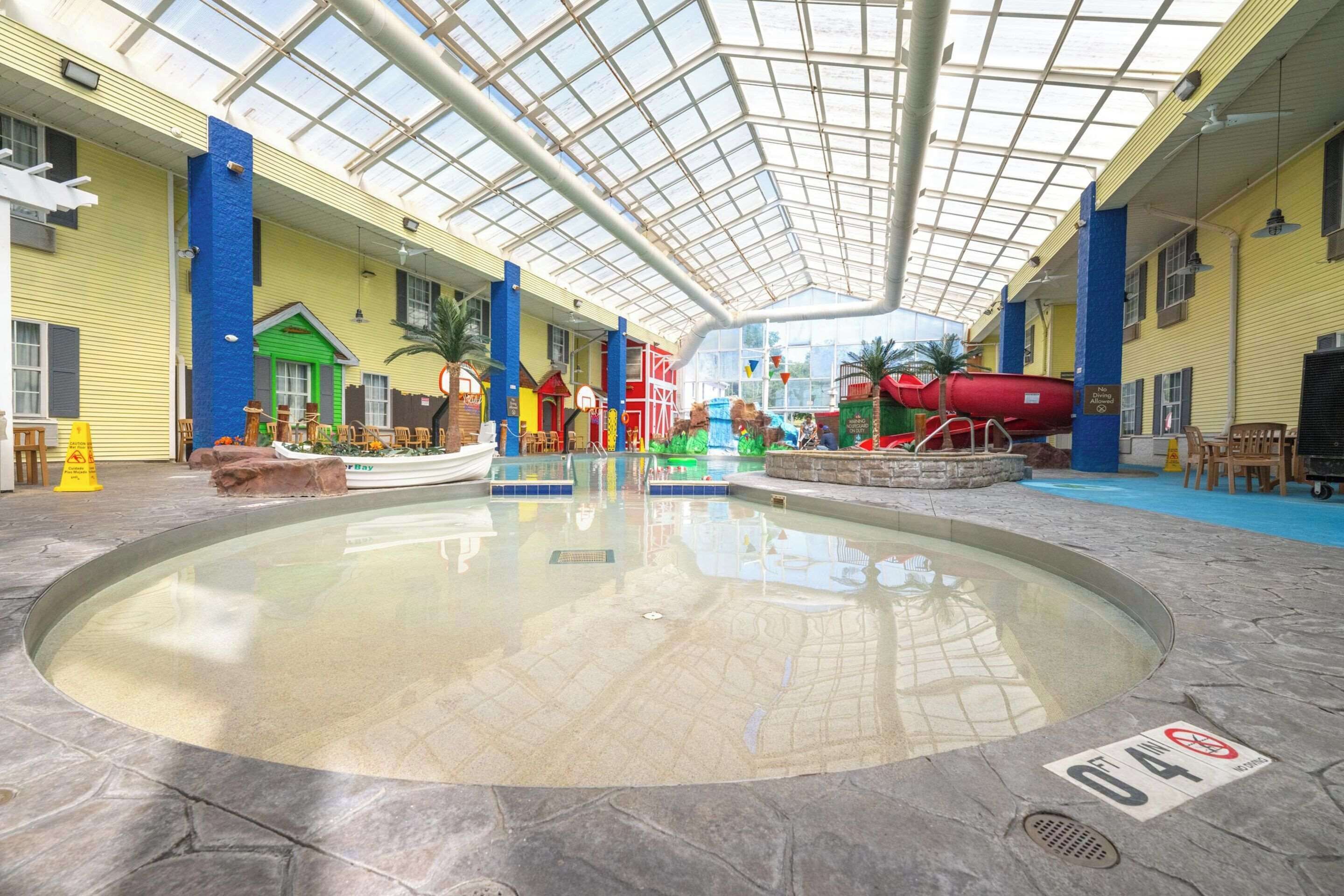 indoor pool, open 8 am to 10 pm, pool loungers