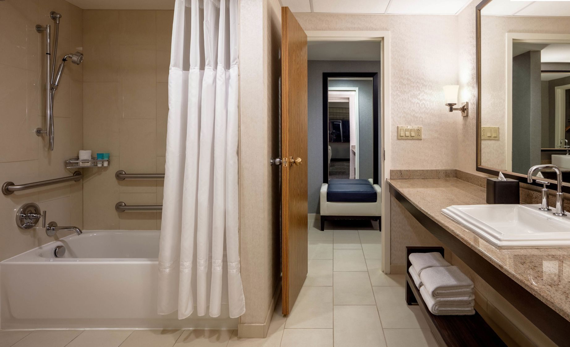 Bathroom | Eco-friendly toiletries, hair dryer, towels
