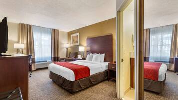 Desk, blackout drapes, iron/ironing board, rollaway beds