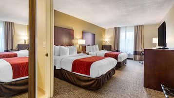 Desk, blackout drapes, iron/ironing board, rollaway beds