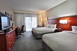 Room, 2 Queen Beds | Desk, laptop workspace, blackout drapes, iron/ironing board