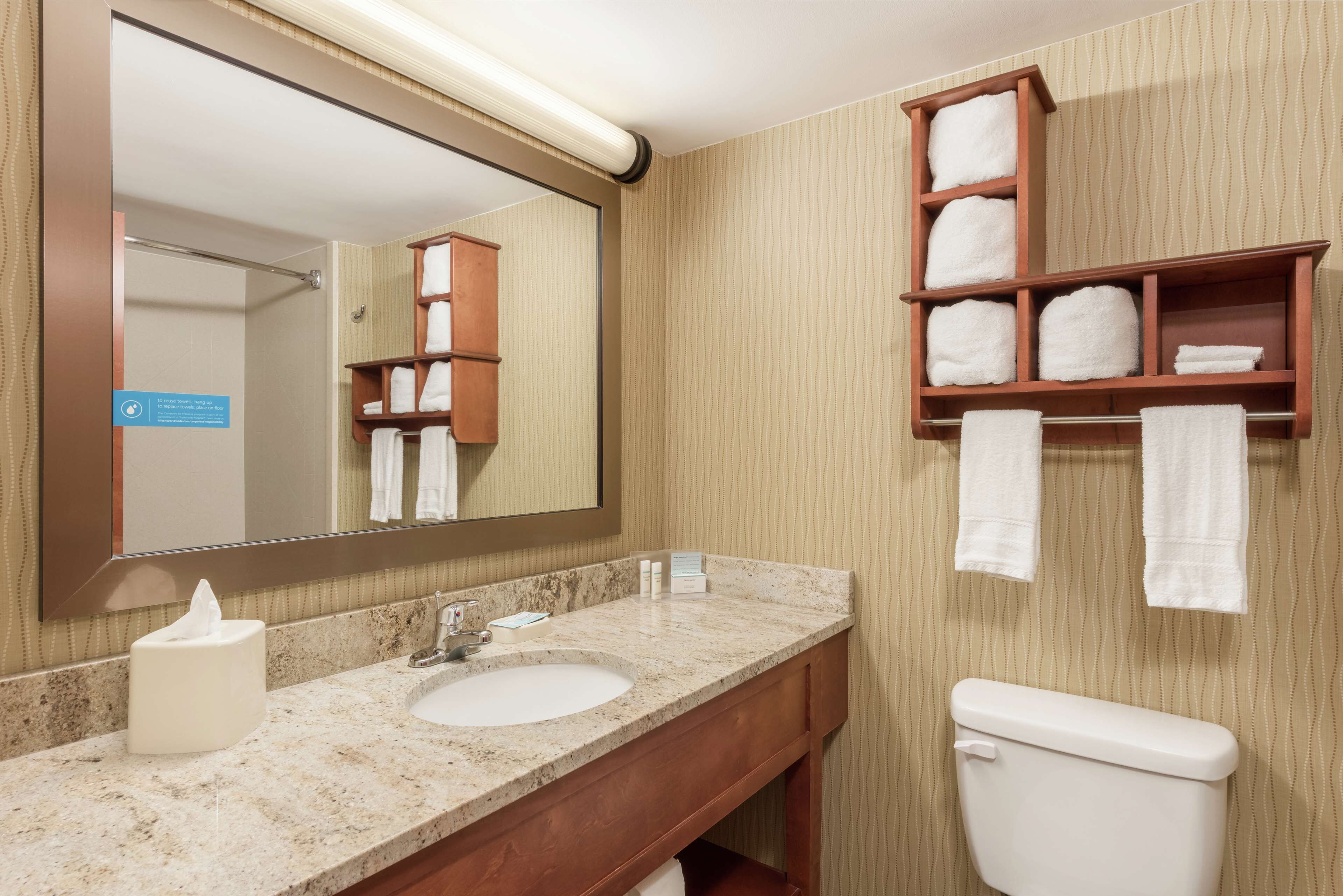 combined shower/bathtub, free toiletries, hair dryer, towels