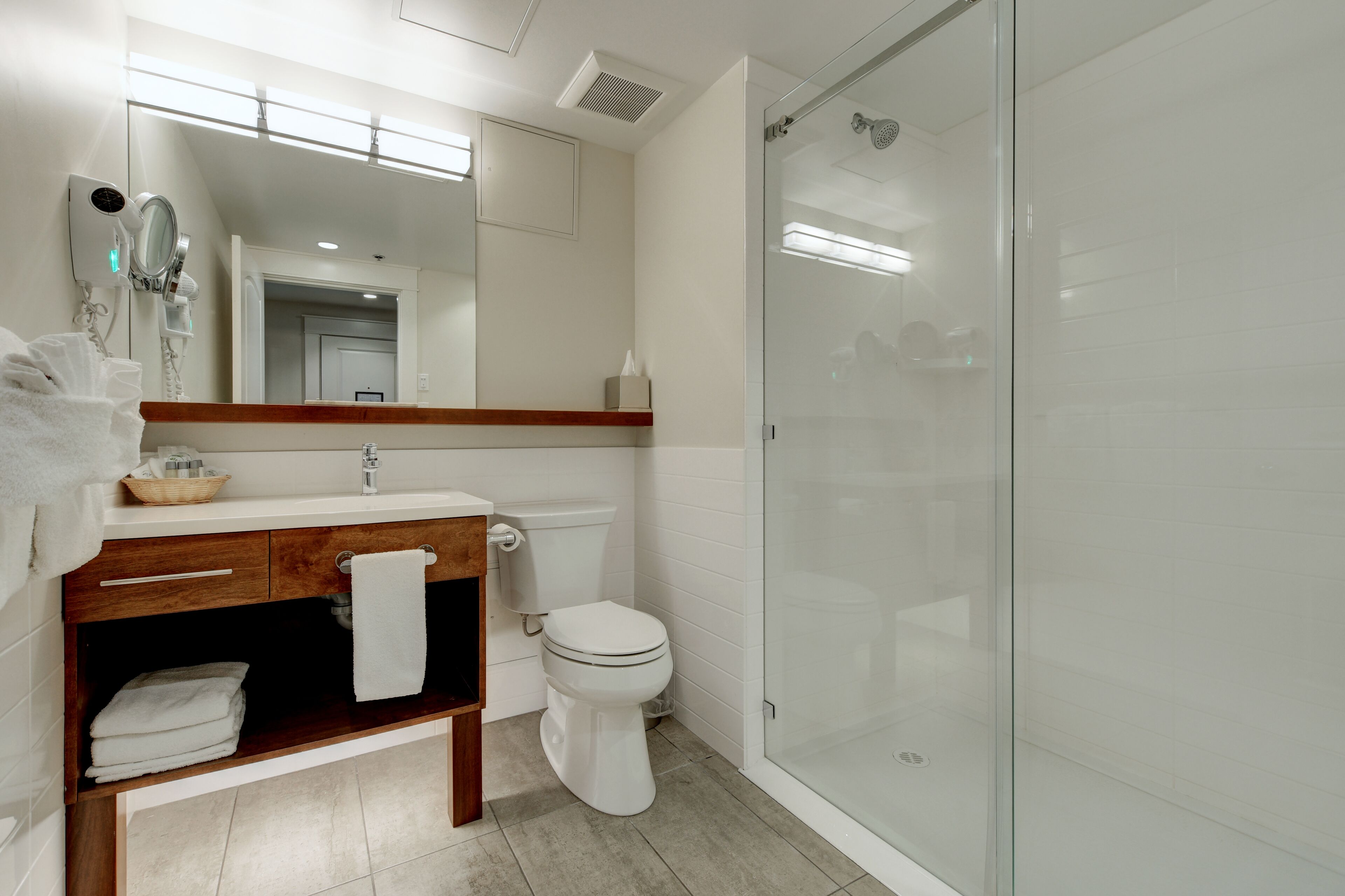 free toiletries, hair dryer, towels, soap